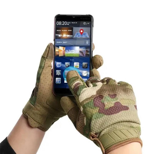 Рукавички тактичні армійські з пальцями ЗСУ Мультикам 20222176 10000 L койот (OPT-8051) - зображення 2