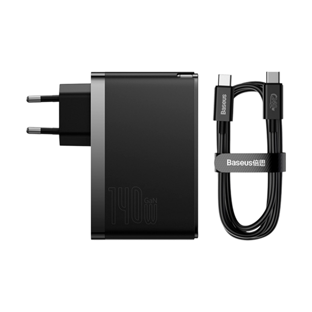 Сетевое зарядное устройство Baseus GaN5 Pro 3 порта, USB + Type-C 140W Черное (CCGP100201) - изображение 3