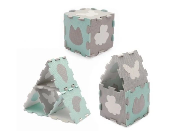 Килимок-пазл Luno Shapes Yellow, Kinderkraft, (сірий із зеленим), (30 елементів), 00-00305153 (KPLUSH00YEL0000) - зображення 3