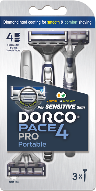 Бритва одноразова Dorco Pace 4 Portable для чоловіків з 4 лезами 3 шт (8801038598253) - зображення 2