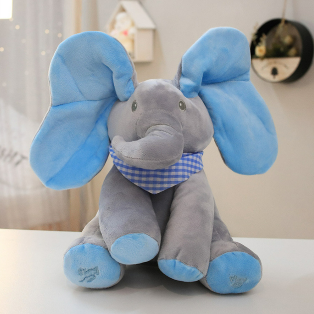 Розвиваючий музичний слоник Peekaboo Elephant (з блакитними вушками) - изображение 9