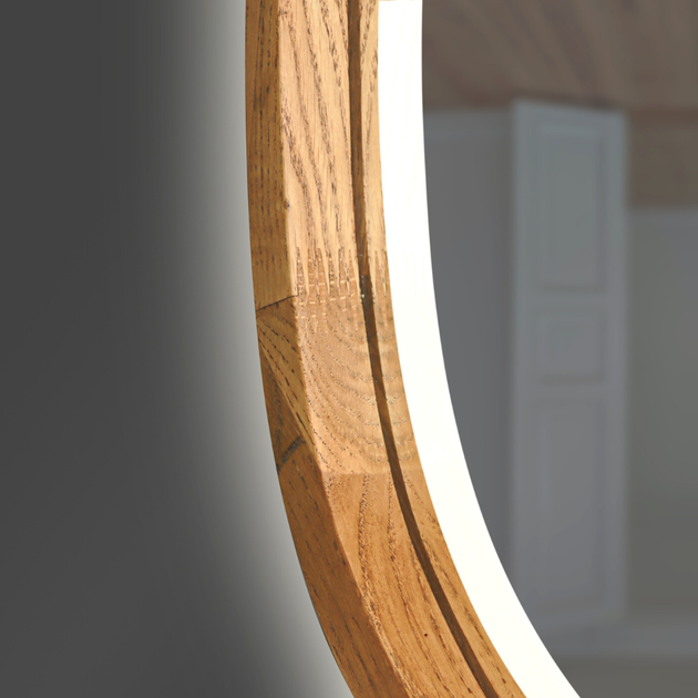 Зеркало круглое деревянное с LED-подсветкой Luxury Wood Perfection Natural Dark Ясень 65 см - Фото 2 Зеркало круглое деревянное с LED-подсветкой Luxury Wood Perfection Natural Dark Ясень 65 см - изображение 2