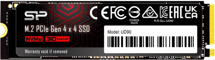 Dysk SSD Silicon Power UD90 250 GB M.2 NVMe PCIe 4.0 3D NAND (TLC) (SP250GBP44UD9005) - obraz 1