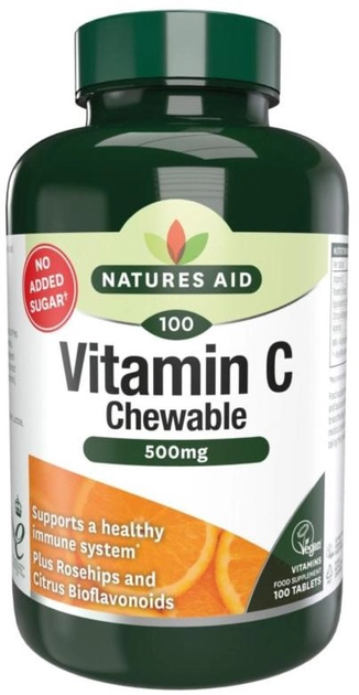 Witamina C Natures Aid 500 mg do żucia 100 t (ND136420) - obraz 1