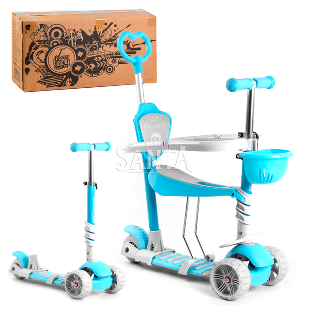 Самокат 5в1, Best Scooter, голубой, с защитным бампером, PU колеса 120х50мм со светом, в кор.(B-3047) - Фото 1 Самокат 5в1, Best Scooter, голубой, с защитным бампером, PU колеса 120х50мм со светом, в кор.(B-3047) - изображение 1