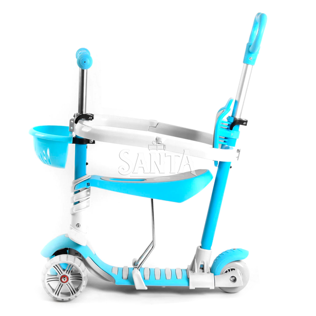 Самокат 5в1, Best Scooter, голубой, с защитным бампером, PU колеса 120х50мм со светом, в кор.(B-3047) - Фото 3 Самокат 5в1, Best Scooter, голубой, с защитным бампером, PU колеса 120х50мм со светом, в кор.(B-3047) - изображение 3
