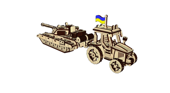 Деревянный конструктор Украинский фермер и танк - Фото 2 Деревянный конструктор Украинский фермер и танк - изображение 2