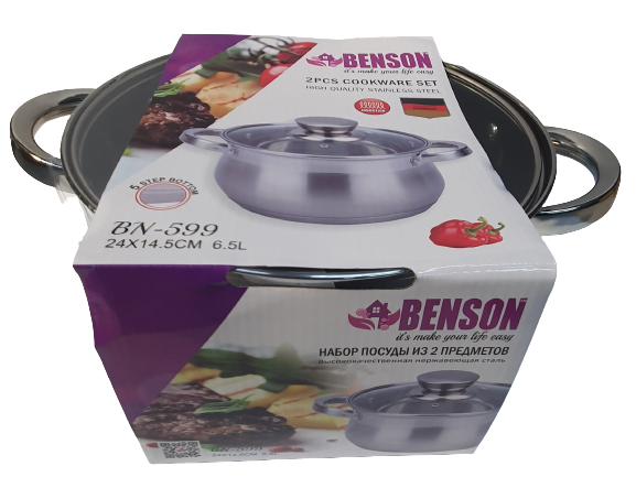 Кастрюля Benson 6.5л из нержавеющей стали с крышкой - изображение 3