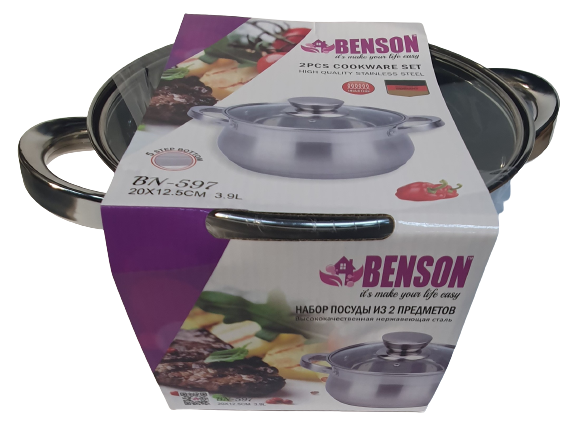 Кастрюля Benson 3.9л из нержавеющей стали с крышкой - изображение 3