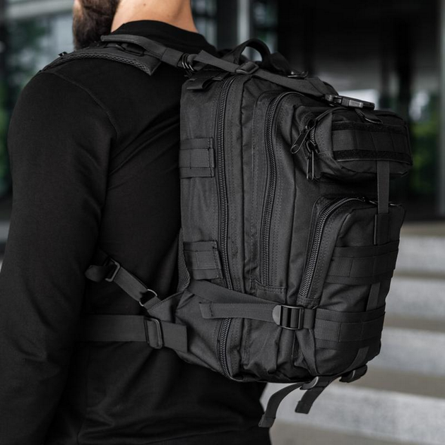 Армейский тактический рюкзак M06 35л (50х30х15см), Черный - изображение 2