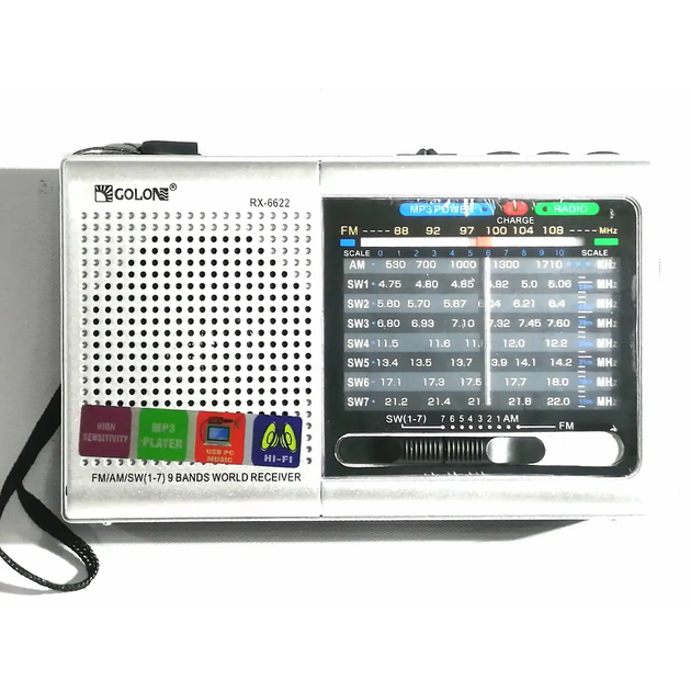 Радиоприемник 2в1 с МР3-плеером и USB-зарядкой, SD и USB, FM,SW,AM, Golon RX-6622 - изображение 3