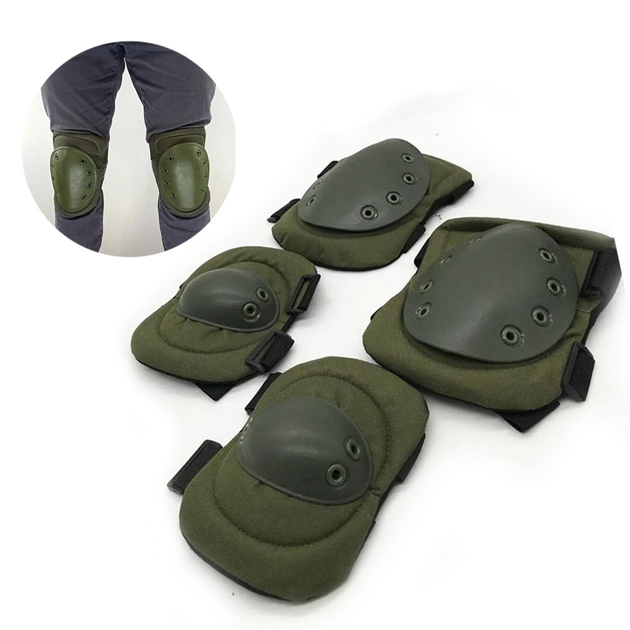 Комплект защитный наколенники и налокотники F002 оливковый - изображение 1