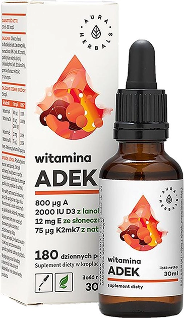 Witamina ADEK Aura Herbals 30 ml odporność (AH733) - obraz 1