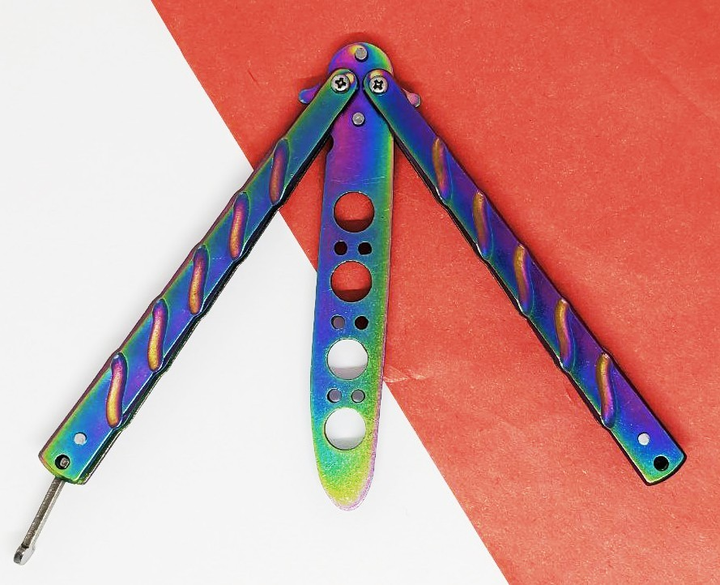 Тренировочный нож бабочка цветной BexShop детский нож раскладной нож бабочка (27855) - изображение 1
