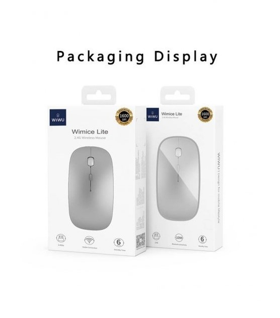Бездротова миша WIWU Wimic Lite WM101 з акумулятором і Bluetooth (Type-C, USB 2.4 ГГц, компьютерна, безшумна, для Macbook) - Білий - зображення 3
