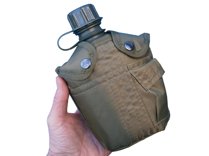 Фляга армійська US Army bottle 1 л пластикова в чохлі олива MiL-tec Німеччина - изображение 1