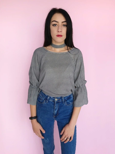Блуза&nbsp;свободная в клеточку Boohoo Серая (10395 XS/40) - изображение 3