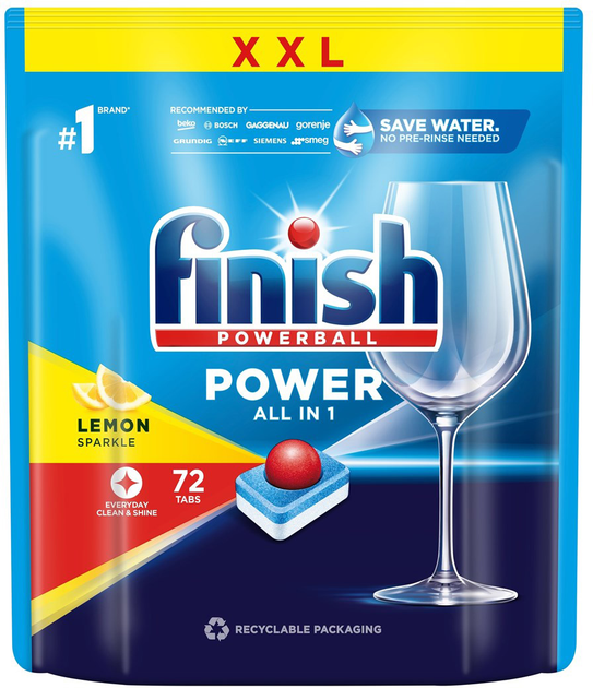 Таблетки для посудомийних машин FINISH Power All-in-1 Lemon 72 шт (5908252005093) - зображення 1