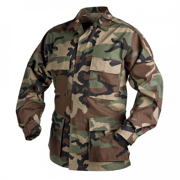 Китель (Бавовна, Ріпстоп) BDU - Cotton Ripstop Helikon-Tex US Woodland M/Regular Тактичний чоловічий - зображення 1