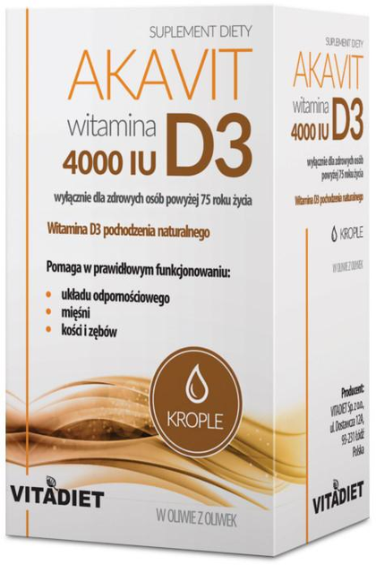 Вітамін Д3 Vitadiet Akavit Witamina D3 4000 IU 30 мл (VD265) - зображення 1