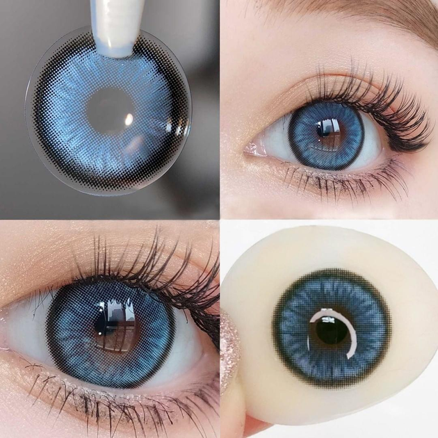 Линзы цветные Eyeshare без диоптрий голубые Diamond Blue + контейнер ...