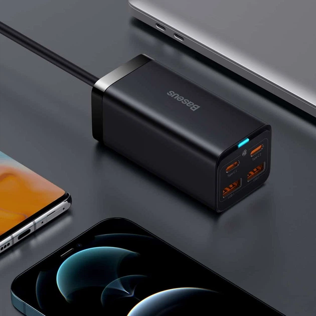 Мережевий зарядний пристрій Baseus GaN3 Pro Desktop Fast Charger 100 Вт 2 x USB/2 x USB Type C QC 4.0 +PD (CCGP000101) - зображення 6