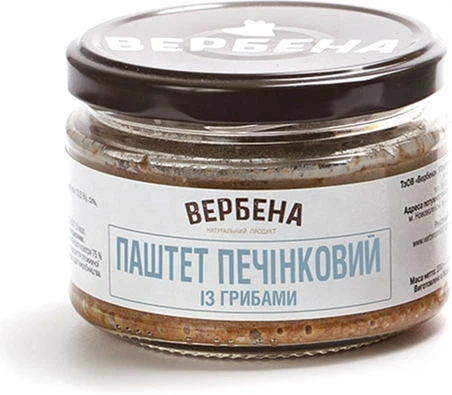 Паштет печеночный с грибами Вербена 200 г (4820209620191) - Фото 1 Паштет печеночный с грибами Вербена 200 г (4820209620191) - изображение 1