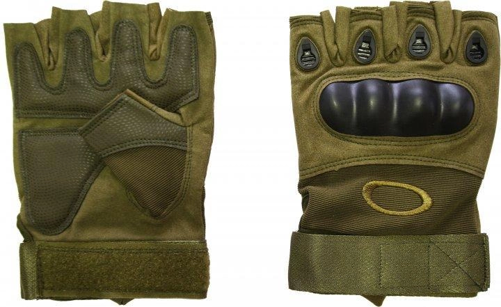 Рукавички без пальців, тактичні рукавички без пальців (пара), розмір М, колір зелений - зображення 2