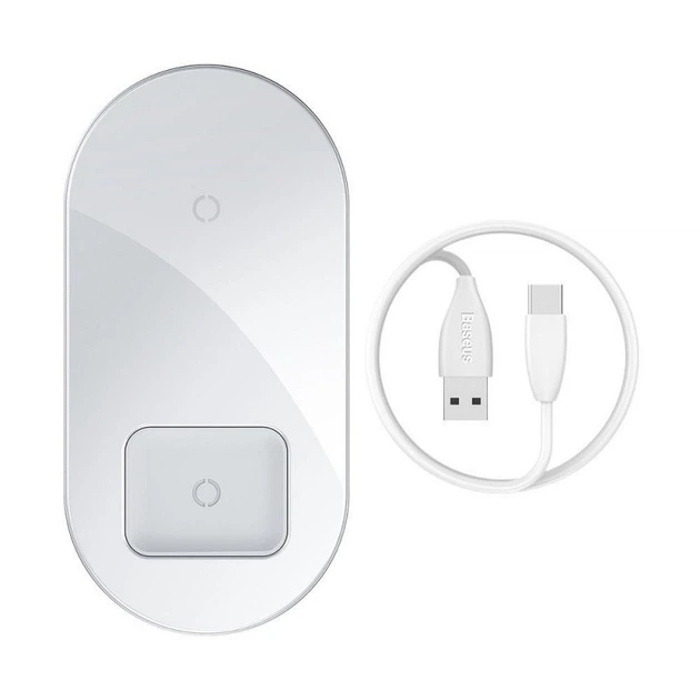 Беспроводное зарядное устройство для телефона и AirPods Baseus Simple 2in1 (18W). White - изображение 8
