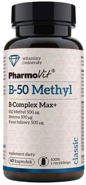 Комплекс вітамінів Pharmovit B-50 methyl B-Complex 60 капсул (PH089) - зображення 1