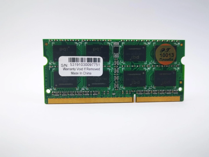 Оперативная память для ноутбука SODIMM PQI DDR3 2Gb 1066MHz PC3-8500S (MFCBG423PA). 10013 Б/У - изображение 2