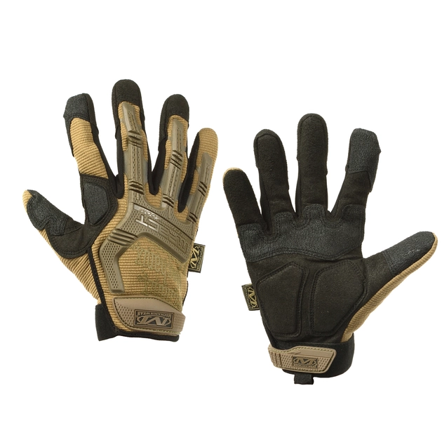Тактические перчатки военные с закрытыми пальцами и накладками Механикс MECHANIX MPACT Песочный М - изображение 1