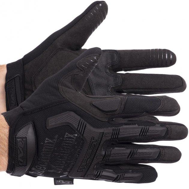 Тактические перчатки военные с закрытыми пальцами и накладками Механикс MECHANIX MPACT Черные L - изображение 1