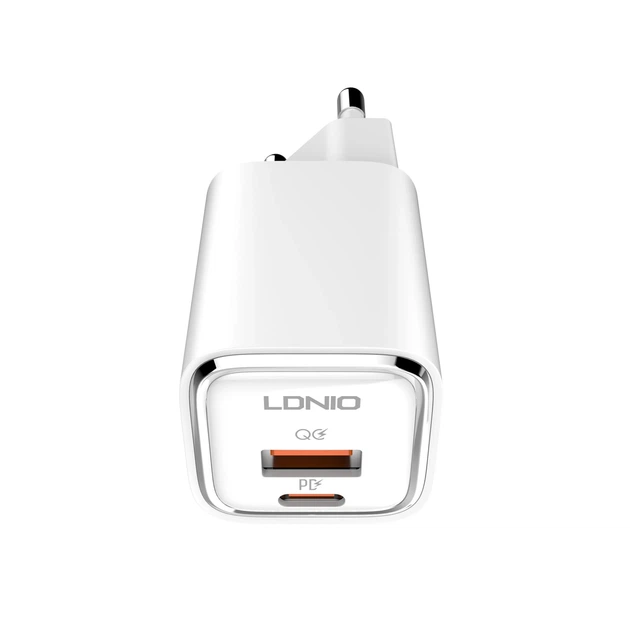Мережевий зарядний пристрій для телефона USB-C, USB-A Ldnio PD 30 W + QC 3.0 18 W Білий (A2317C) - зображення 6
