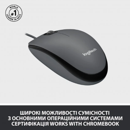 Миша комп'ютерна Logitech Mouse M100 Black (910-006652) (6853362) - зображення 2