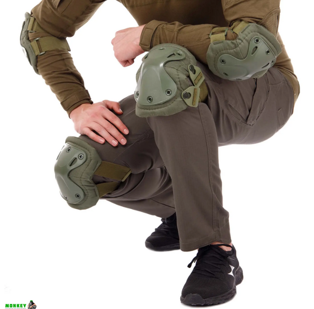Тактичні наколінники і захисні накладки на лікті Combat олива - изображение 1