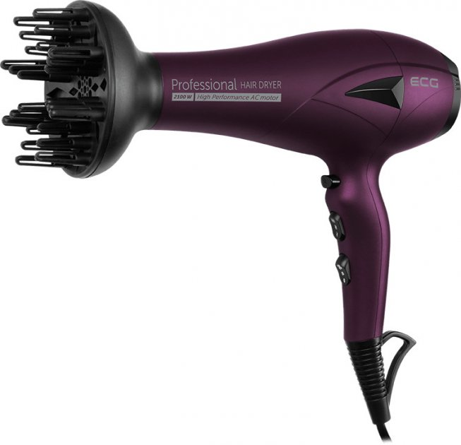 Фен для сушки волос с насадками ECG VV 3121 Professional фиолетовый - изображение 7