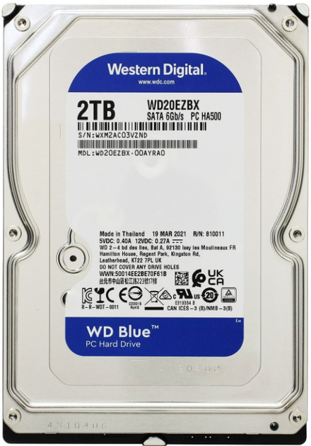Dysk twardy Western Digital Blue 2TB 7200rpm 256MB WD20EZBX 3.5 SATA III - obraz 1
