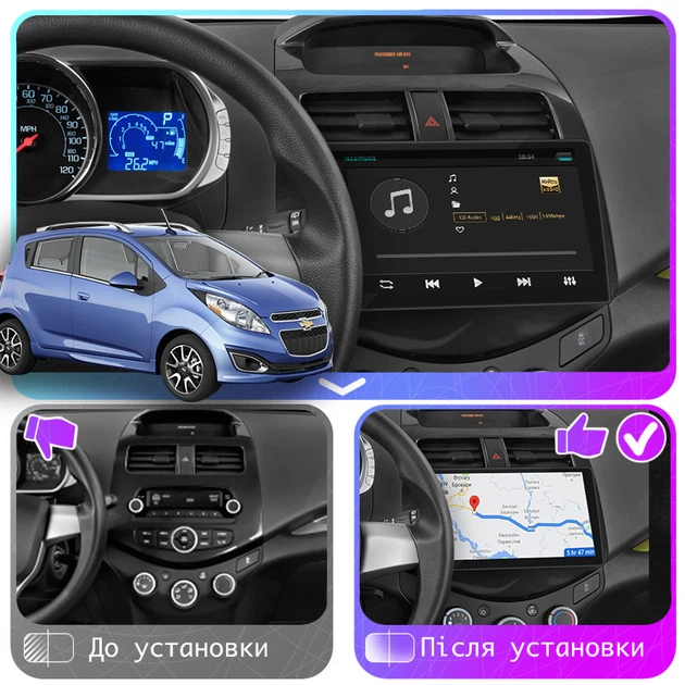 Штатная магнитола 9" Lesko для Chevrolet Spark III 2009-2016 1/16Gb Wi-Fi GPS Base Шевролет - изображение 3