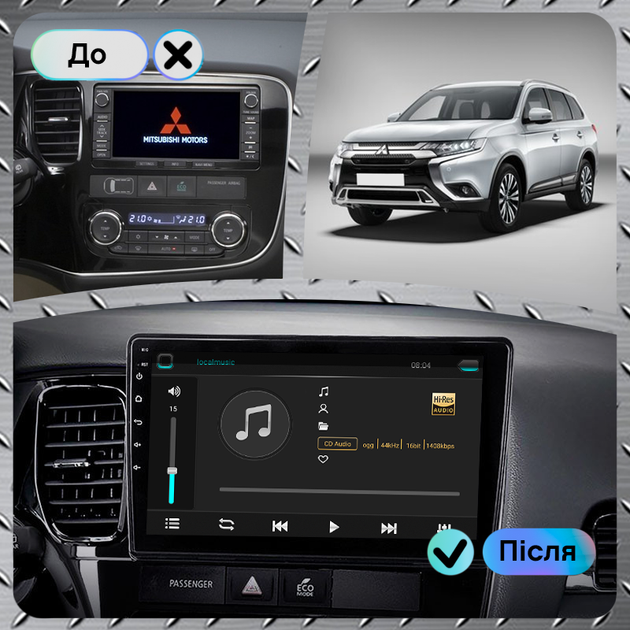 Штатная магнитола 10" Lesko для Mitsubishi Outlander III Рестайлинг 3 2018- Top 4/64 4G WiFi GPS Митцубиси - изображение 3