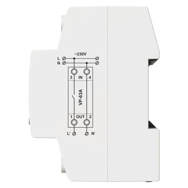 Реле напруги VP-63A M2W (з термозахистом, білий індикатор) DigiTOP - зображення 4