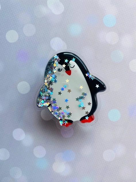 Держатель для смартфона / планшета попсокет Popsocket с плавающими блестками (Пингвин) - Фото 3 Держатель для смартфона / планшета попсокет Popsocket с плавающими блестками (Пингвин) - изображение 3
