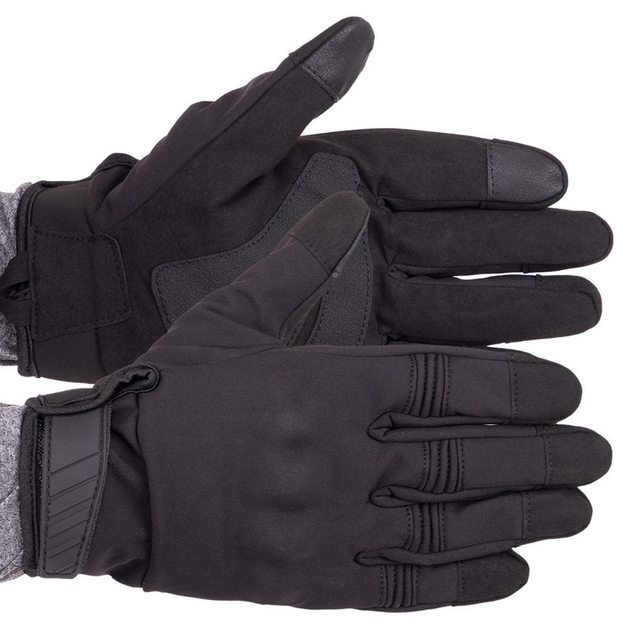Тактичні рукавички із закритими пальцями на флісі Чорні розмір M - зображення 1