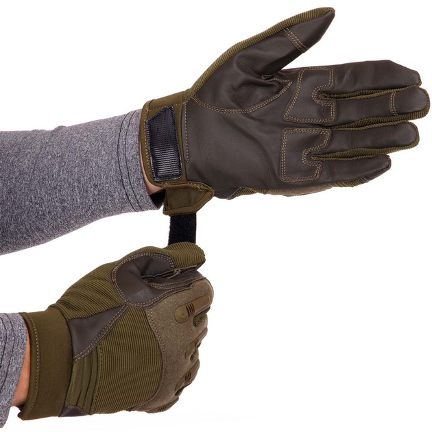 Тактичні рукавички із закритими пальцями розмір L кольору Олива - изображение 2