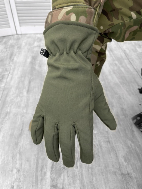 Зимові рукавички Softshell олива L - зображення 1