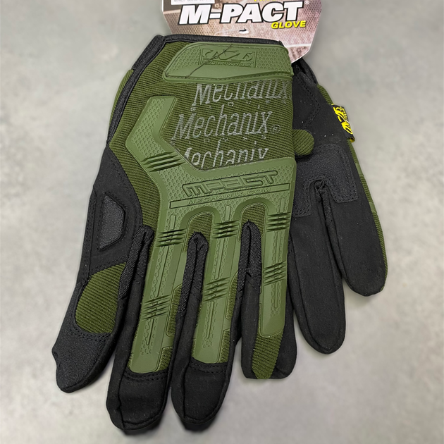 Перчатки тактические Mechanix M-Pact, Олива, размер L, сенсорные, усиленные - изображение 1
