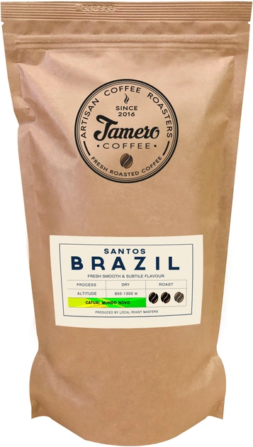 Акція на Кава в зернах Jamero Свіжообсмажена Бразилія Сантос 1 кг від Rozetka