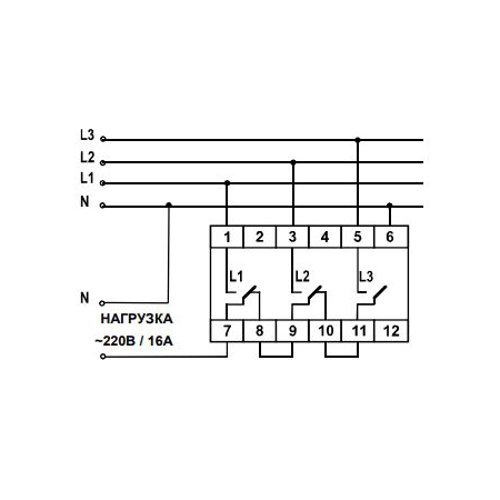 Електронний перемикач фаз 16A [NTPEF3010] ПЕФ-301 Новатек-Електро - зображення 3