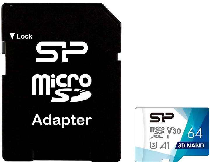 Silicon Power Superior Pro microSDXC 64GB V30 UHS-I U3 A1 + adapter (SP064GBSTXDU3V20AB) - obraz 1