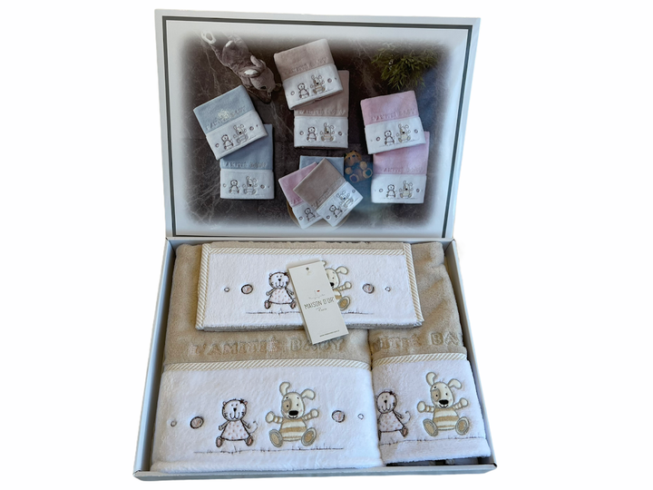 Набір дитячих рушників Maison d'or Lamite Beige махрові 30-50 см,50-100 см,70-130 см бежеві - Фото 1 Набір дитячих рушників Maison d'or Lamite Beige махрові 30-50 см,50-100 см,70-130 см бежеві - зображення 1